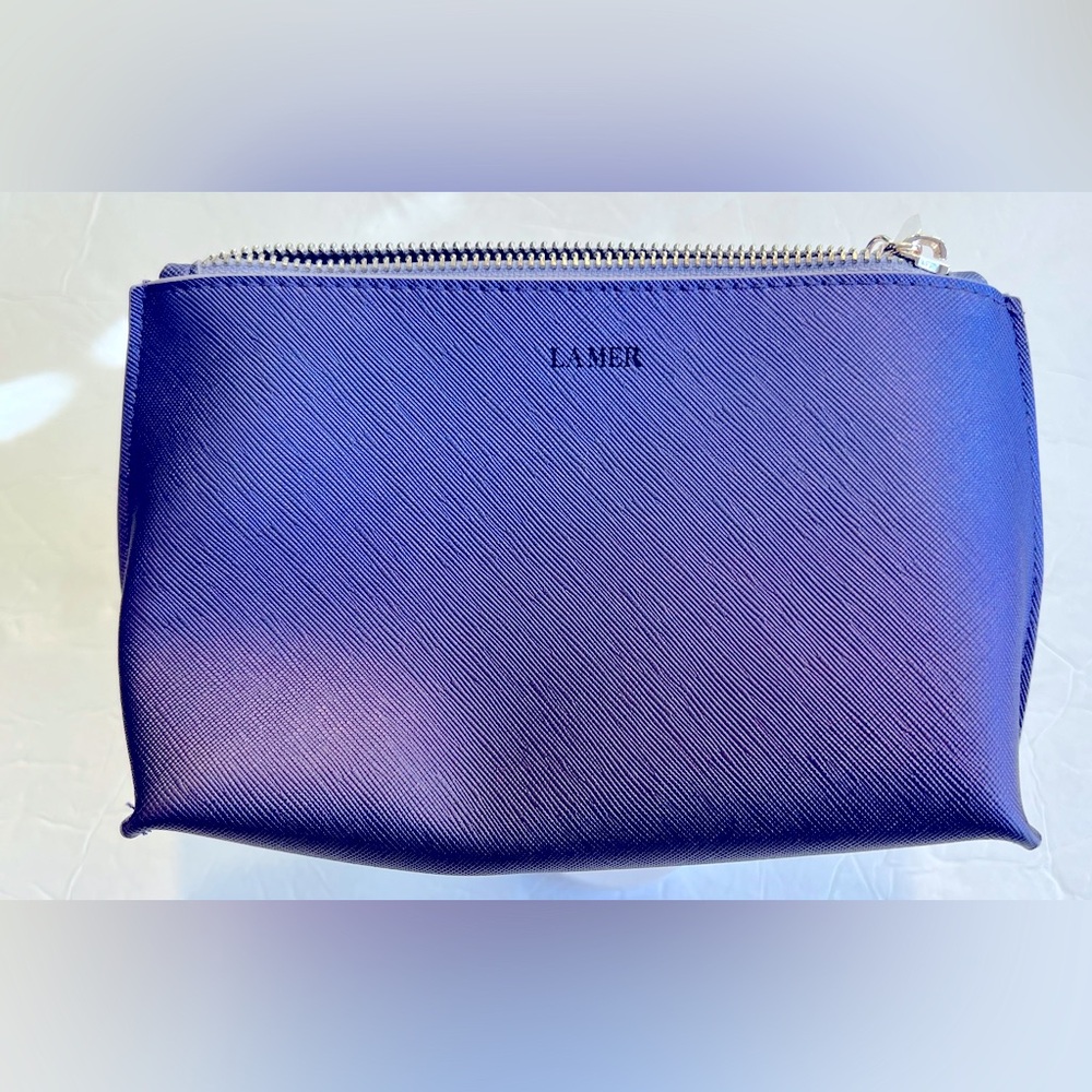 NEW La Mer Blue-Purple metallic makeup bag